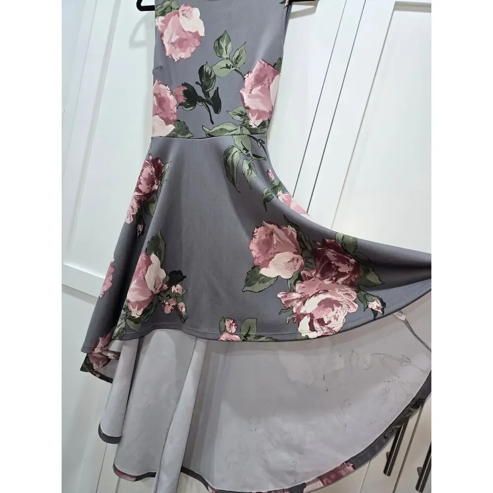 Windsor Gray Floral Hi-Low Dress – Size Large - Picture 7 of 15